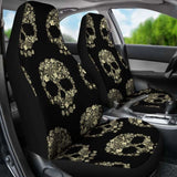 Set Of 2 Sugar Skull Car Seat Covers 101207 - YourCarButBetter