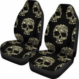 Set Of 2 Sugar Skull Car Seat Covers 101207 - YourCarButBetter