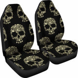 Set Of 2 Sugar Skull Car Seat Covers 101207 - YourCarButBetter