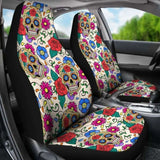 Set Of 2 Sugar Skull Car Seat Covers 101207 - YourCarButBetter