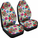 Set Of 2 Sugar Skull Car Seat Covers 101207 - YourCarButBetter