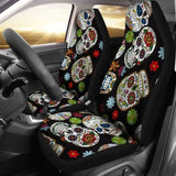 Set Of 2 Sugar Skull Day Of The Dead Seat Covers 101207 - YourCarButBetter