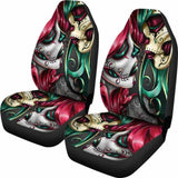 Set Of 2 Sugar Skull Girl Car Seat Covers 101207 - YourCarButBetter