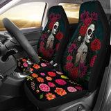 Set Of 2-Sugar Skull Girl - Day Of The Dead Car Seat Covers 101207 - YourCarButBetter