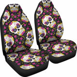 Set Of 2 Sugar Skull Mexican Skull Car Seat Covers 101207 - YourCarButBetter