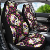 Set Of 2 Sugar Skull Mexican Skull Car Seat Covers 101207 - YourCarButBetter