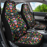 Set Of 2 Sugar Skull Mexican Skull Day Of The Dead Car Seat Covers 101207 - YourCarButBetter