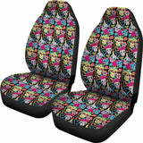 Set Of 2 Sugar Skull Seat Covers 101207 - YourCarButBetter