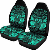 Set Of 2 Sugar Skull Seat Covers - Laugh As Much As You Breath 101207 - YourCarButBetter