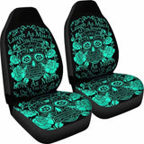 Set Of 2 Sugar Skull Seat Covers - Laugh As Much As You Breath 101207 - YourCarButBetter