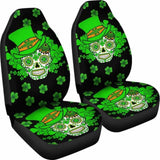 Set Of 2 Sugar Skull St Patrick’S Day Seat Covers 101207 - YourCarButBetter