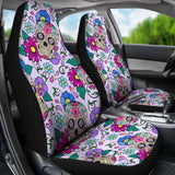 Set Of 2 - Sugar Skulls - Car Seat Covers 101207 - YourCarButBetter