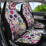 Set Of 2 Sugar Skulls - Day Of The Dead Car Seat Covers 101207 - YourCarButBetter