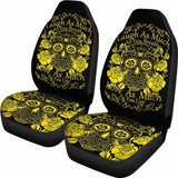 Set Of 2 -Sugar Skulls - Seat Covers 101207 - YourCarButBetter