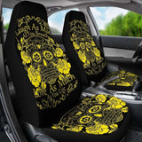 Set Of 2 -Sugar Skulls - Seat Covers 101207 - YourCarButBetter