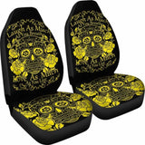 Set Of 2 -Sugar Skulls - Seat Covers 101207 - YourCarButBetter