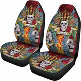 Set Of 2 The King Skull Seat Covers 101207 - YourCarButBetter