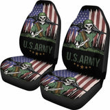 Set Of 2 Us Army Skulls Car Seat Covers 153908 - YourCarButBetter