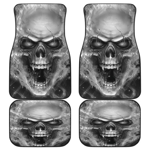 Set Of 4 Pcs Flaming Skull Car Mat 101207 - YourCarButBetter