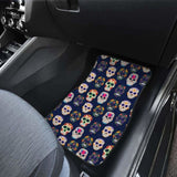 Set Of 4 Pcs Floral Day Of The Dead Sugar Skull Car Mats 101207 - YourCarButBetter