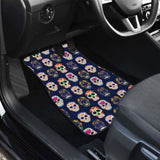 Set Of 4 Pcs Floral Day Of The Dead Sugar Skull Car Mats 101207 - YourCarButBetter