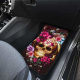 Set Of 4 Pcs Floral Skull Car Mats 153908 - YourCarButBetter
