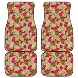 Set Of 4 Pcs Floral Sugar Skull Car Mats 101207 - YourCarButBetter