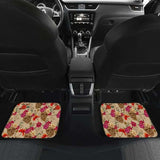 Set Of 4 Pcs Floral Sugar Skull Car Mats 101207 - YourCarButBetter