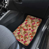 Set Of 4 Pcs Floral Sugar Skull Car Mats 101207 - YourCarButBetter