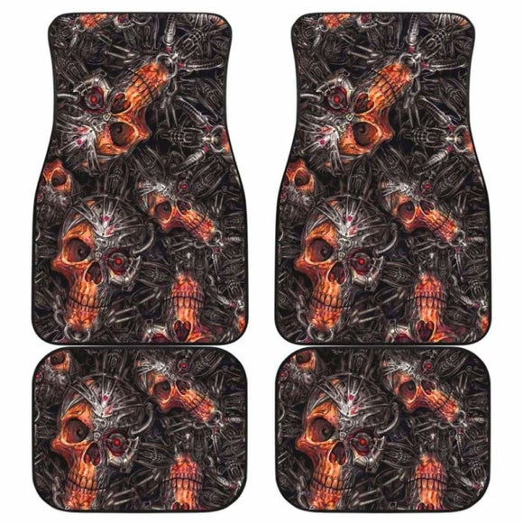 Set Of 4 Pcs Gothic Awesome Skull Car Mats 172727 - YourCarButBetter