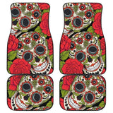 Set Of 4 Pcs Sugar Skull Car Mats 101207 - YourCarButBetter