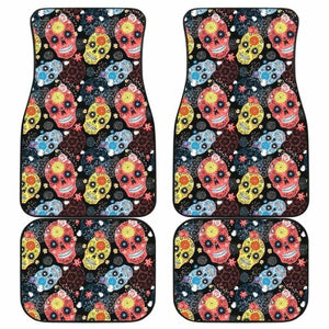 Set Of 4 Pcs Sugar Skull Car Mats 101207 - YourCarButBetter