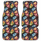 Set Of 4 Pcs Sugar Skull Car Mats 101207 - YourCarButBetter