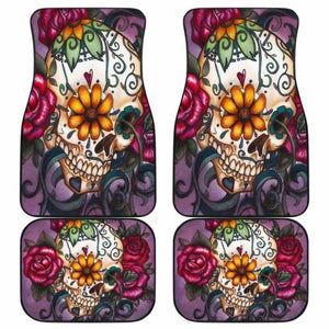 Set Of 4 Pcs Sugar Skull Car Mats 101207 - YourCarButBetter