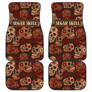 Set Of 4 Pcs Sugar Skull Car Mats 101207 - YourCarButBetter