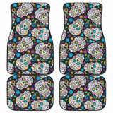 Set Of 4 Pcs Sugar Skull Day Of The Dead Car Mats 101207 - YourCarButBetter