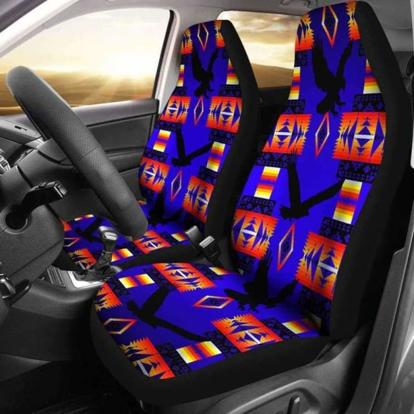 Seven Tribes Eagle Blue Car Seat Covers 110424 - YourCarButBetter
