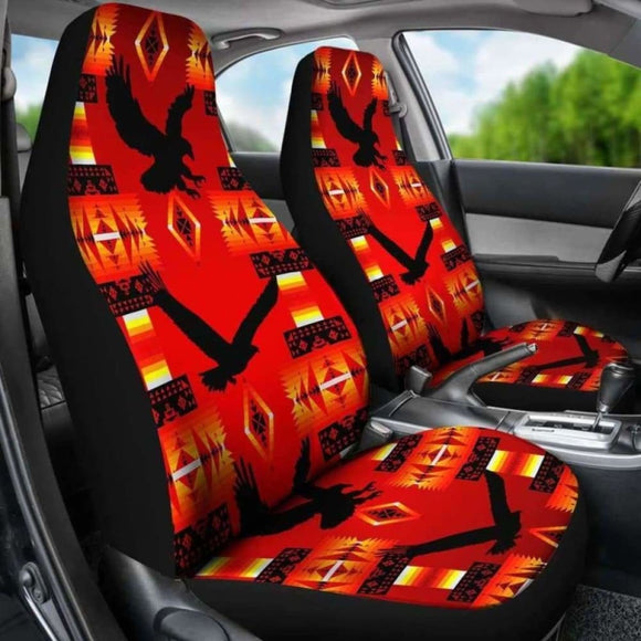 Seven Tribes Eagle Red Car Seat Covers 110424 - YourCarButBetter