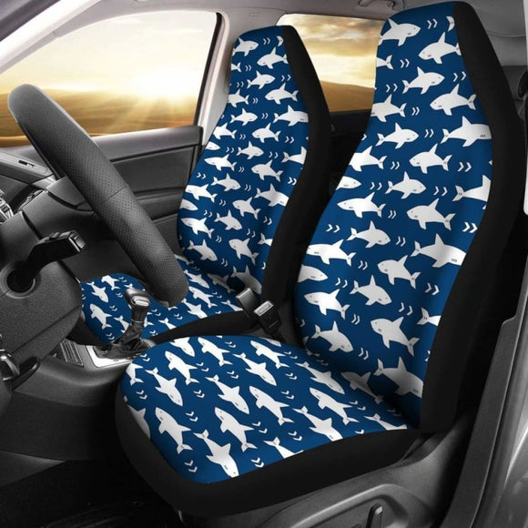 Shark Pattern Navy Shark Car Seat Covers 04 102802 - YourCarButBetter