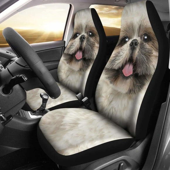 Shih Tzu Dog Car Seat Covers Funny Face 112428 - YourCarButBetter