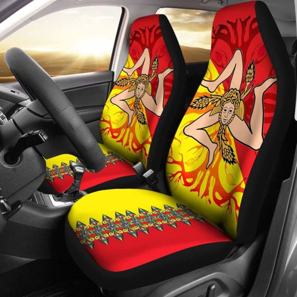 Sicily Flag With Celtic Tree Of Life Car Seat Covers 110424 - YourCarButBetter