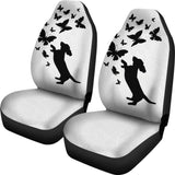 Silhouette Happy Dachshund Playing With Butterlies Car Seat Covers 210301 - YourCarButBetter
