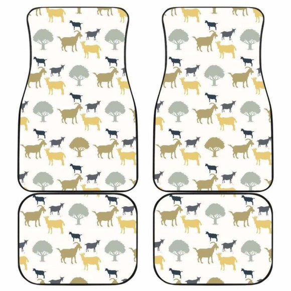 Silhouettes Of Goat And Tree Pattern Front And Back Car Mats 153908 - YourCarButBetter