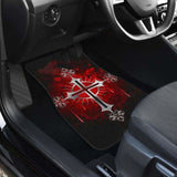 Silver Cross Art In Red Theme Car Floor Mats 160905 - YourCarButBetter