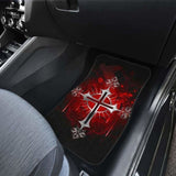 Silver Cross Art In Red Theme Car Floor Mats 160905 - YourCarButBetter