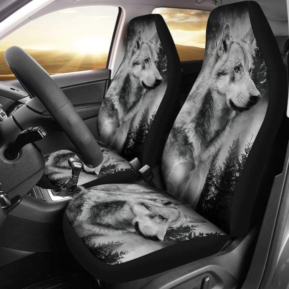 Silver Wolf and Tree Car Seat Covers 212302 - YourCarButBetter