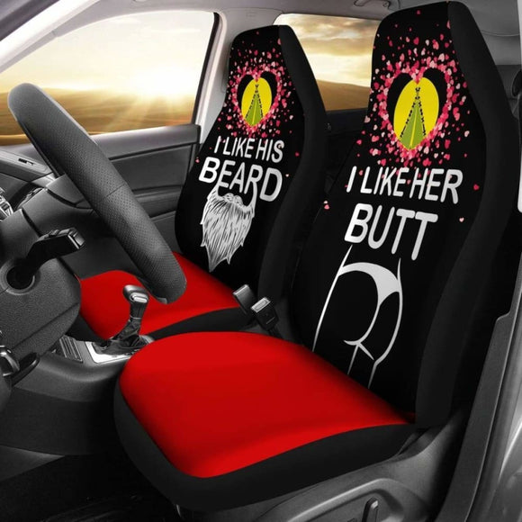 (Sivage) Wallis And Futuna Car Seat Covers Couple Valentine Her Butt - His Beard (Set Of Two) 153908 - YourCarButBetter