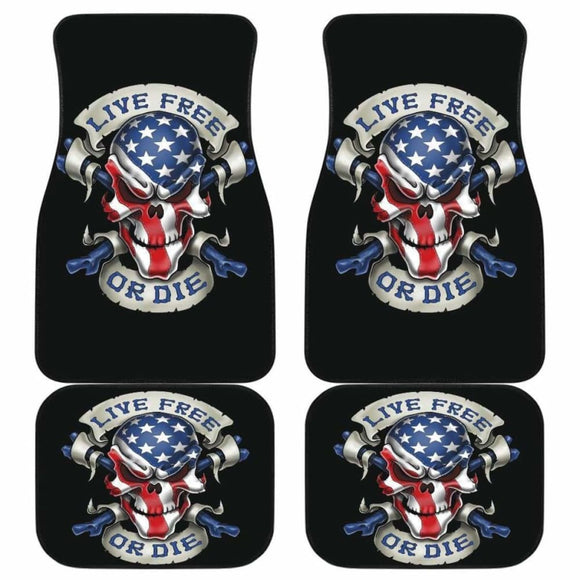 Skull American Live Free or Die Car Floor Mats 211103 - YourCarButBetter
