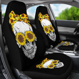 Skull Bandana Sunflower Cute Car Seat Covers 210403 - YourCarButBetter