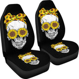 Skull Bandana Sunflower Cute Car Seat Covers 210403 - YourCarButBetter